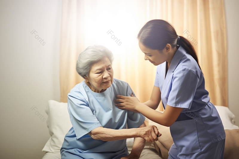 温柔女护工关爱老年人,高清,摄影图,摄影图片,图片大全,摄影图免费下载
